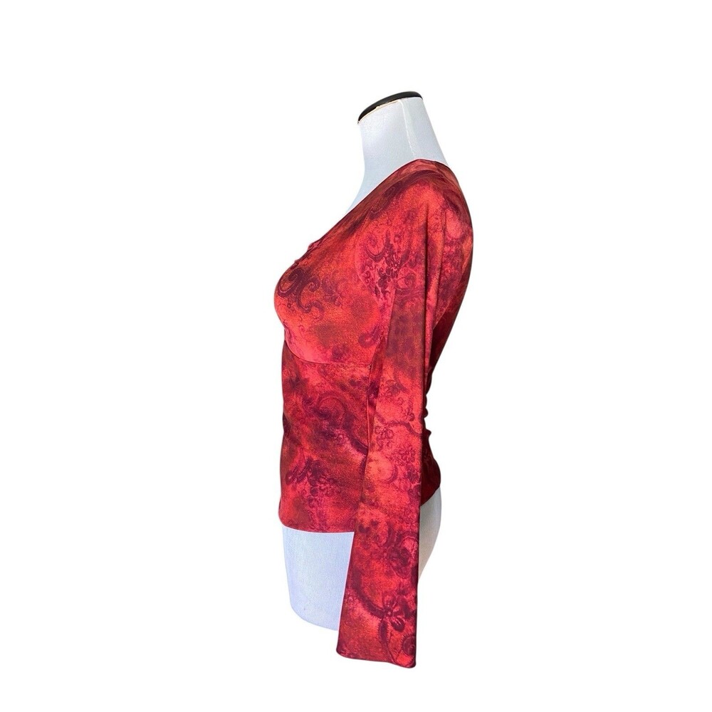 Vintage Y2K Babydoll Top Size S Red Bell Sleeves Witchy Whimsygoth Dark Fairy‎ - Picture 3 of 9